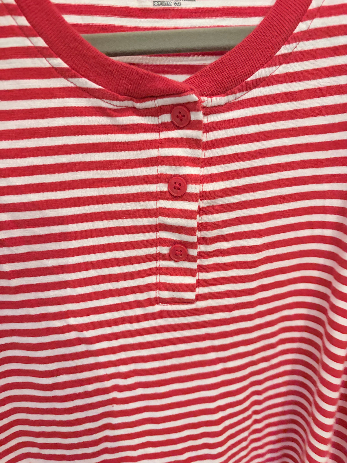 Time and Tru Red White Striped Sleeveless Henley Maxi Dress Size Medium