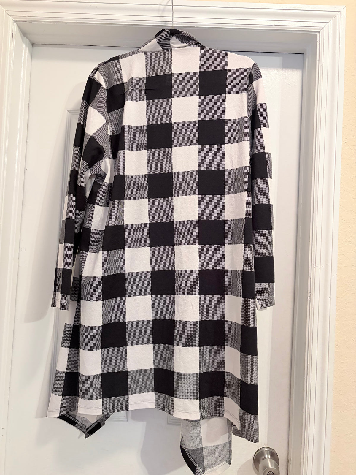 Emery Rose Black White Buffalo Plaid Waterfall Cardigan Size 1XL