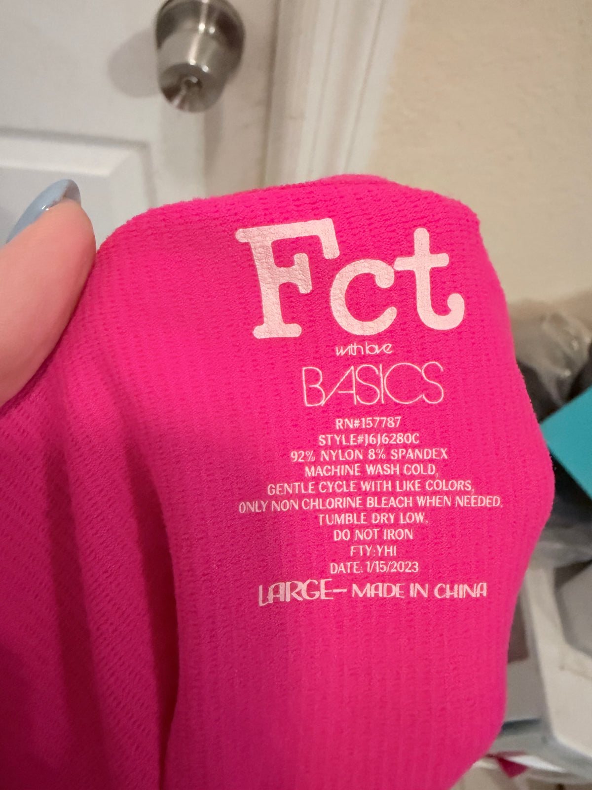 Fct. With Love Basics Hot Pink Ribbed Chain Strap Bodysuit Size Large