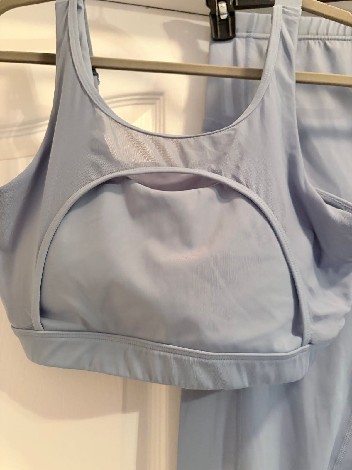 Mono B Light Blue Sports Bra & High Waist Leggings Set Size Large
