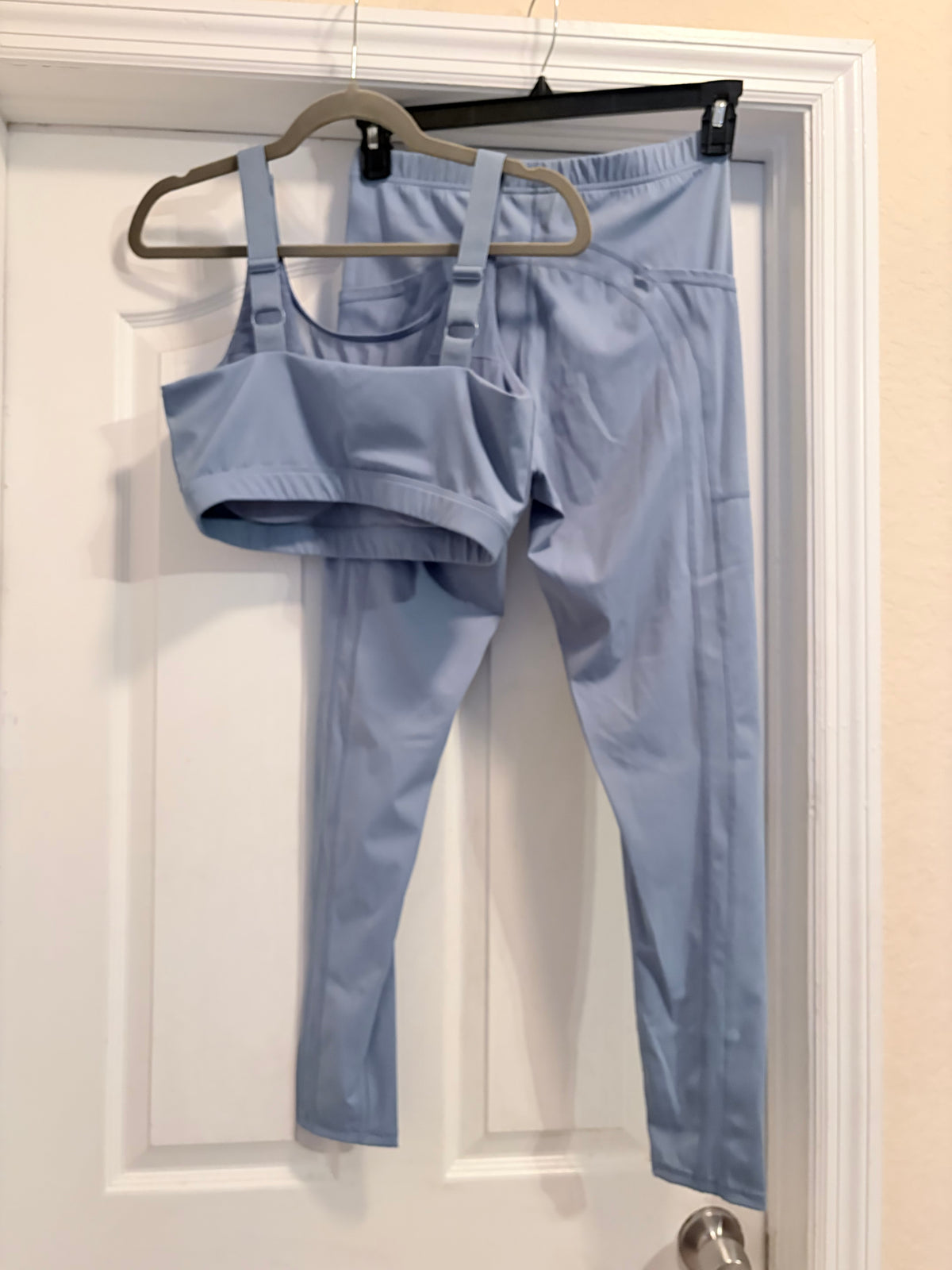 Mono B Light Blue Sports Bra & High Waist Leggings Set Size Large
