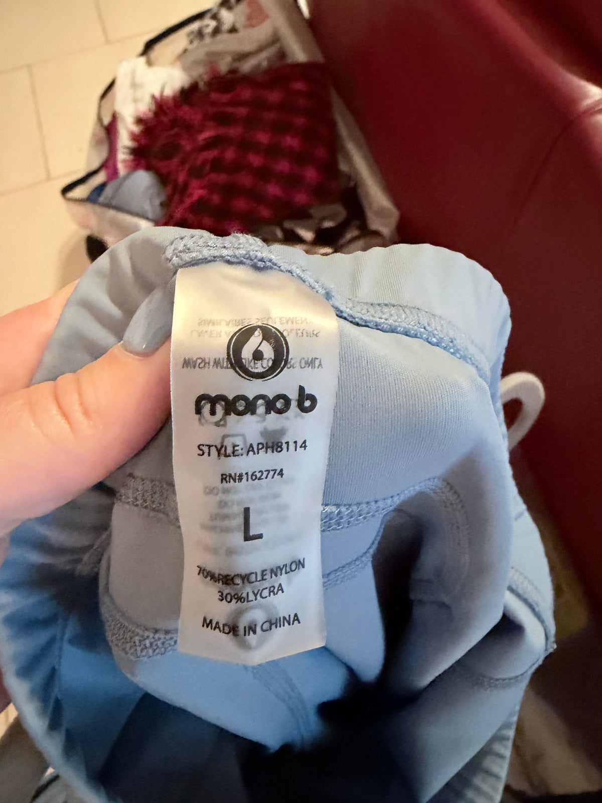 Mono B Light Blue Sports Bra & High Waist Leggings Set Size Large