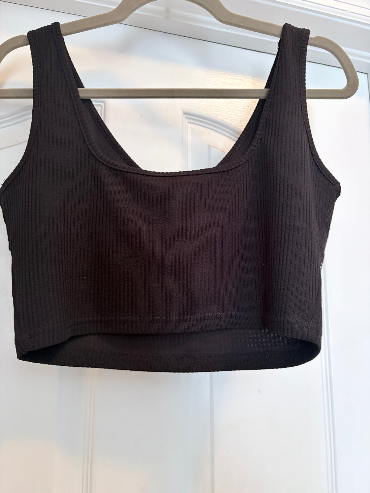 SHEIN Black Ribbed Rhinestone V Neck Cropped Tank Top Size Large