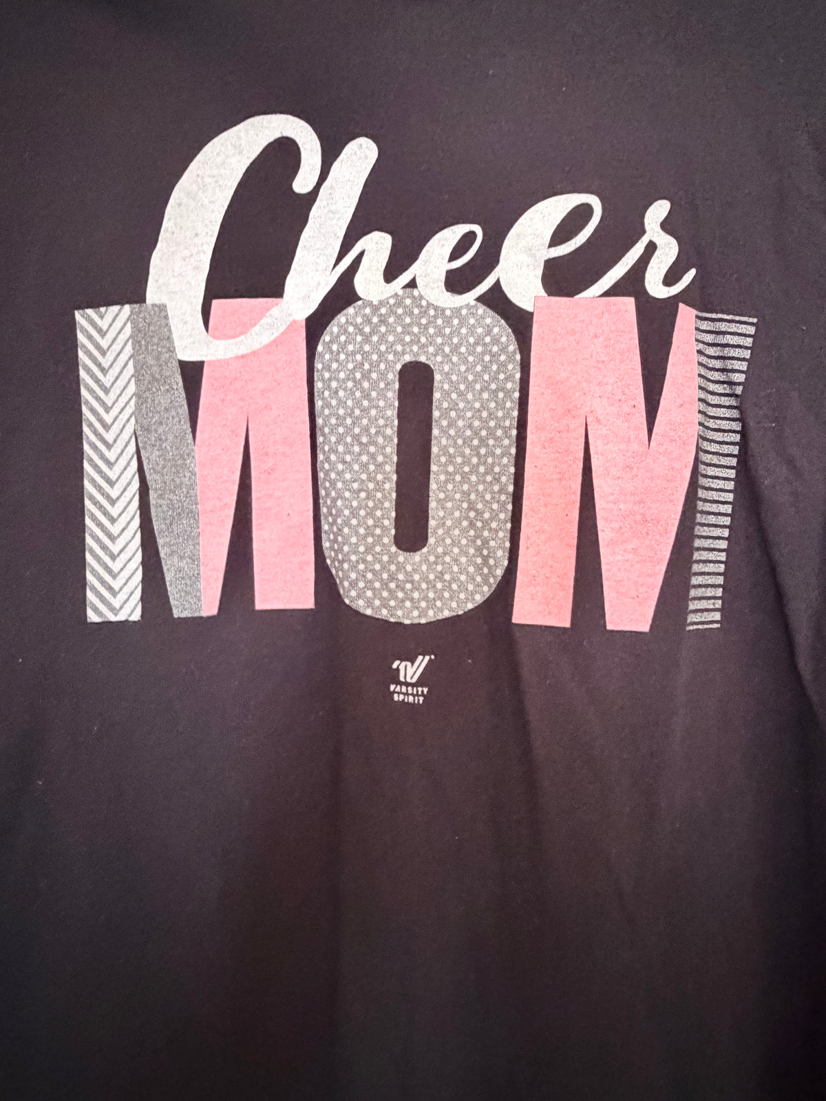 Varsity Spirit Cheer Mom Black Long Sleeve Graphic T-Shirt Gildan