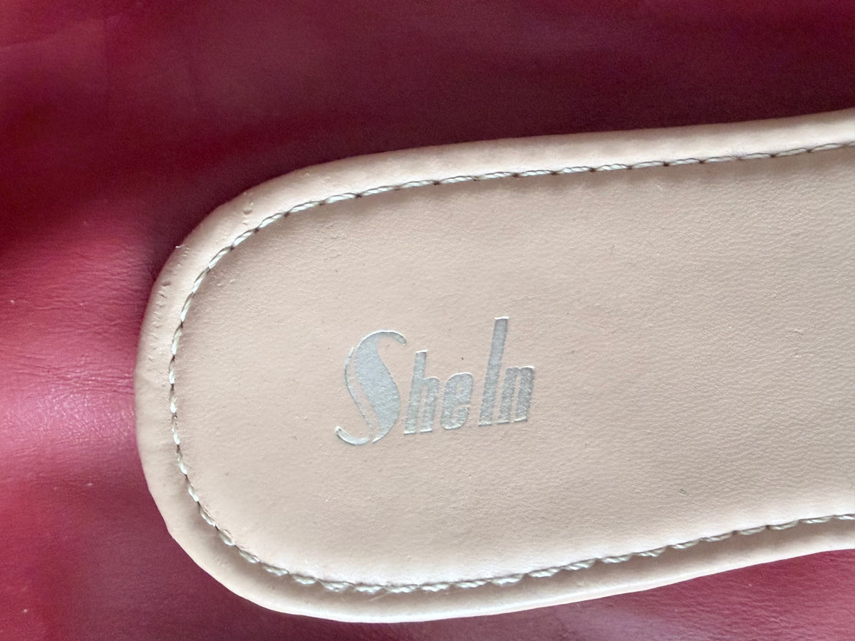 Shein Clear Rhinestone Chain Embellished Flat Slide Sandals Size EU 40