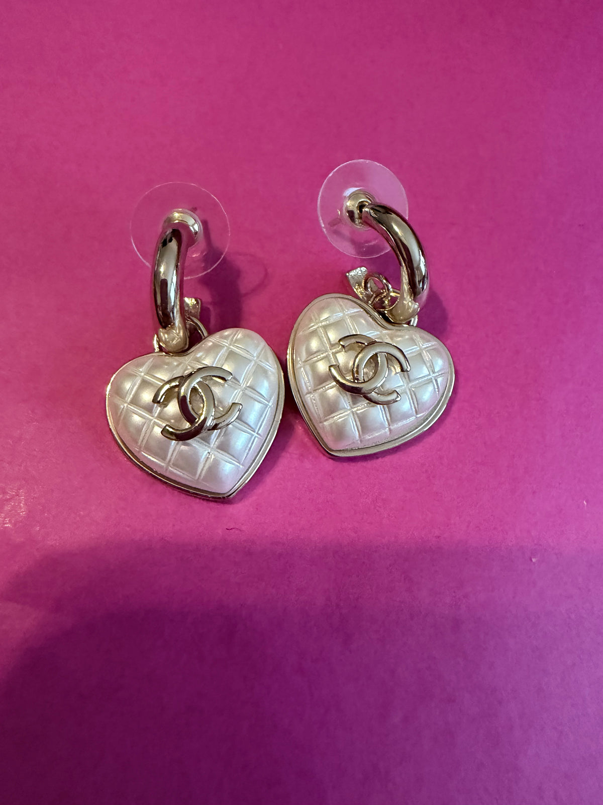Gold Tone Heart Dangle Earrings