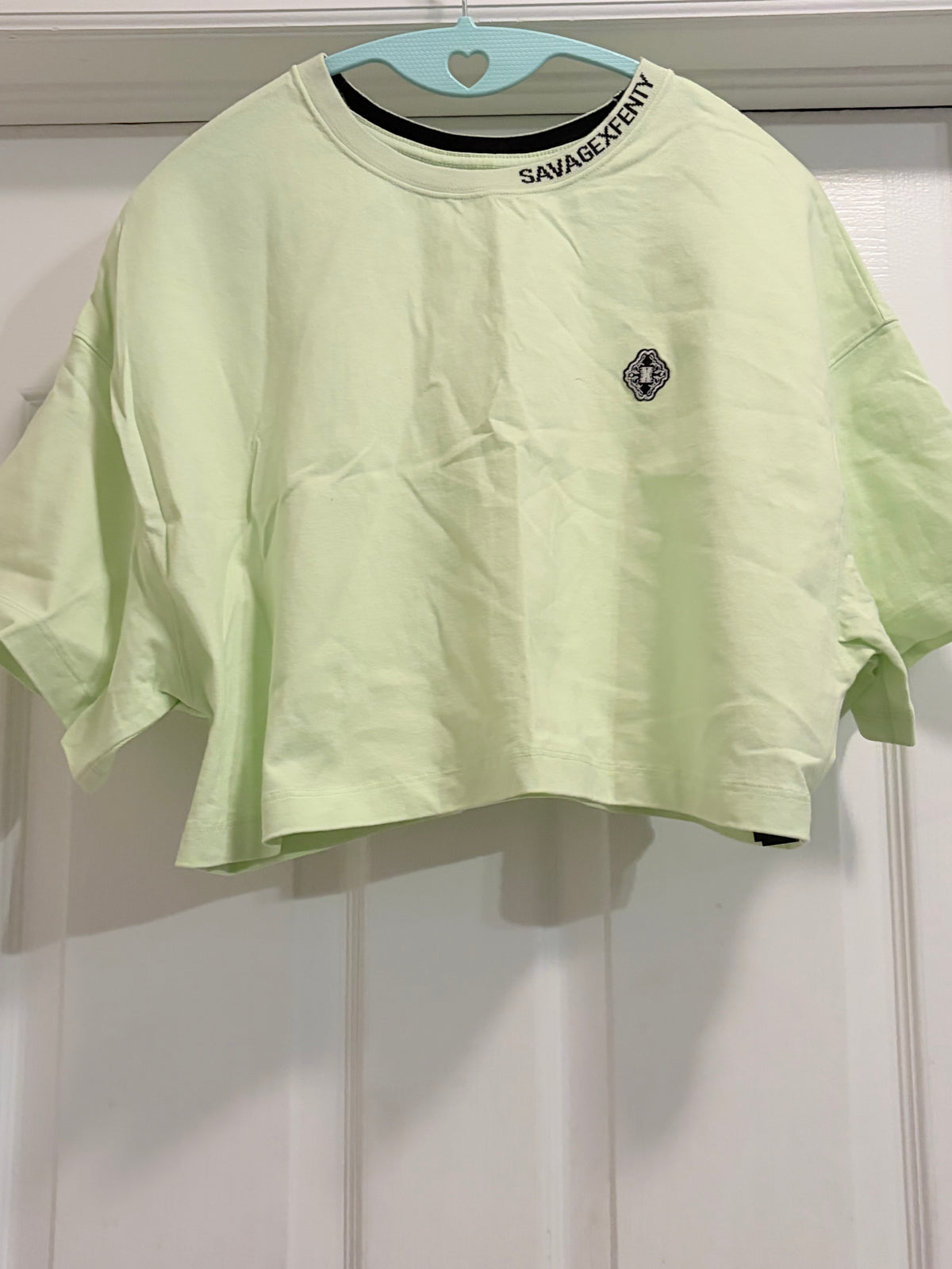 Savage X Fenty Oversized Graphic Crop Tee Neon Green