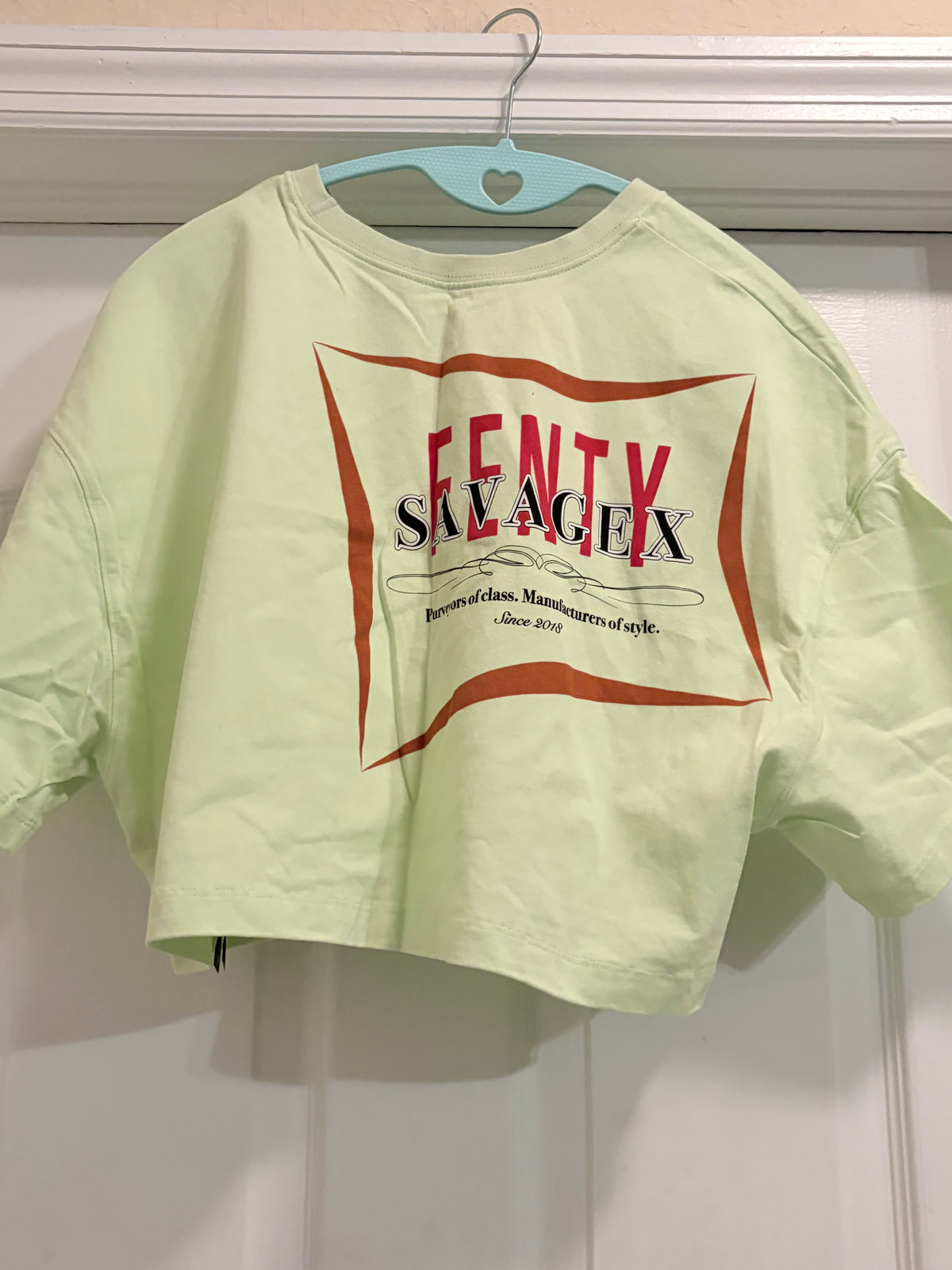 Savage X Fenty Oversized Graphic Crop Tee Neon Green