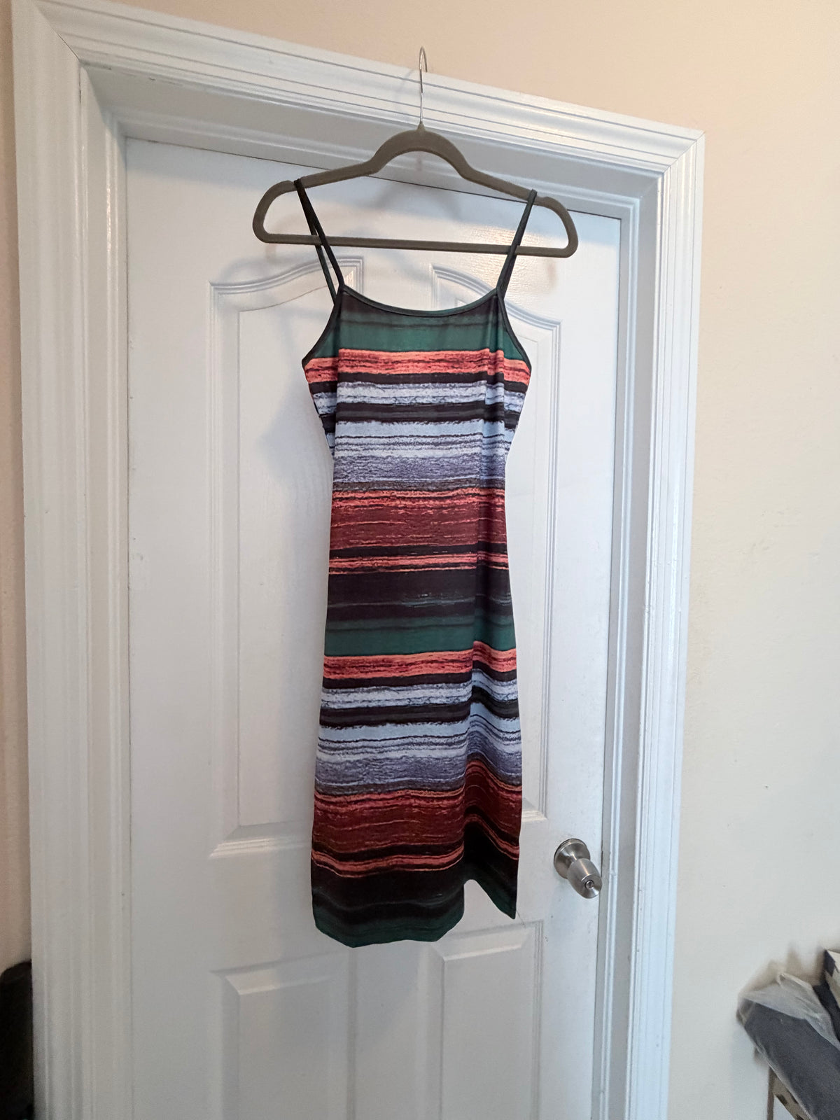 Multicolor Striped Spaghetti Strap Midi Dress Size Large