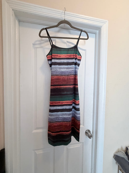 Multicolor Striped Spaghetti Strap Midi Dress Size Large