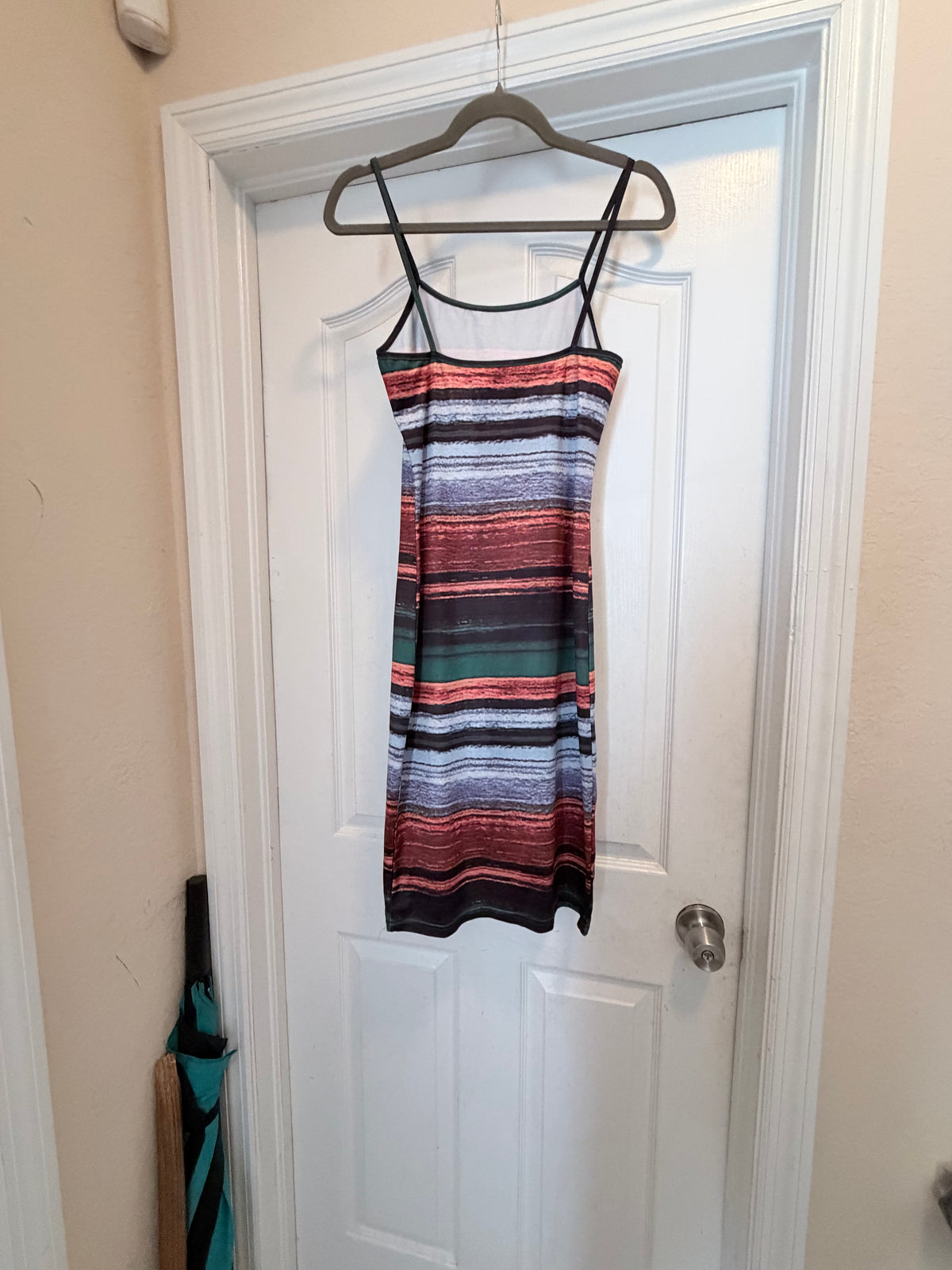 Multicolor Striped Spaghetti Strap Midi Dress Size Large