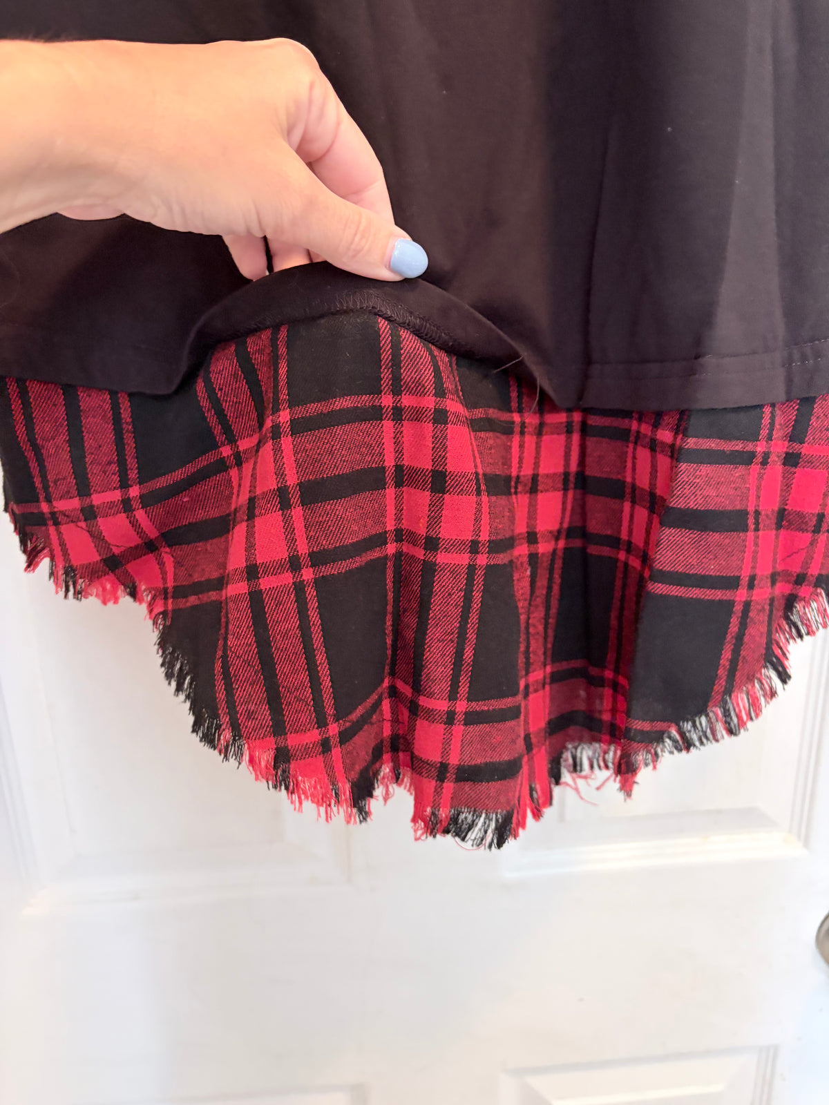SHEIN Curve Black Red Plaid Layered Tunic Top 1XL
