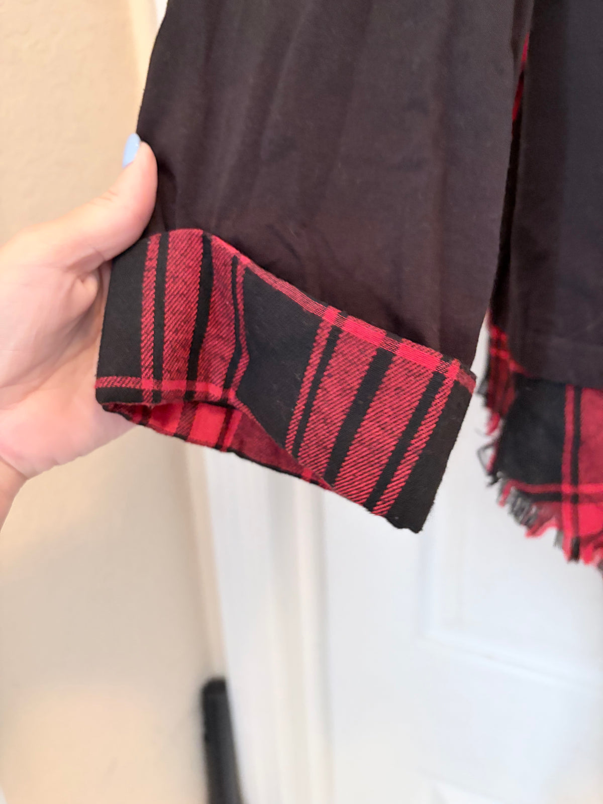 SHEIN Curve Black Red Plaid Layered Tunic Top 1XL