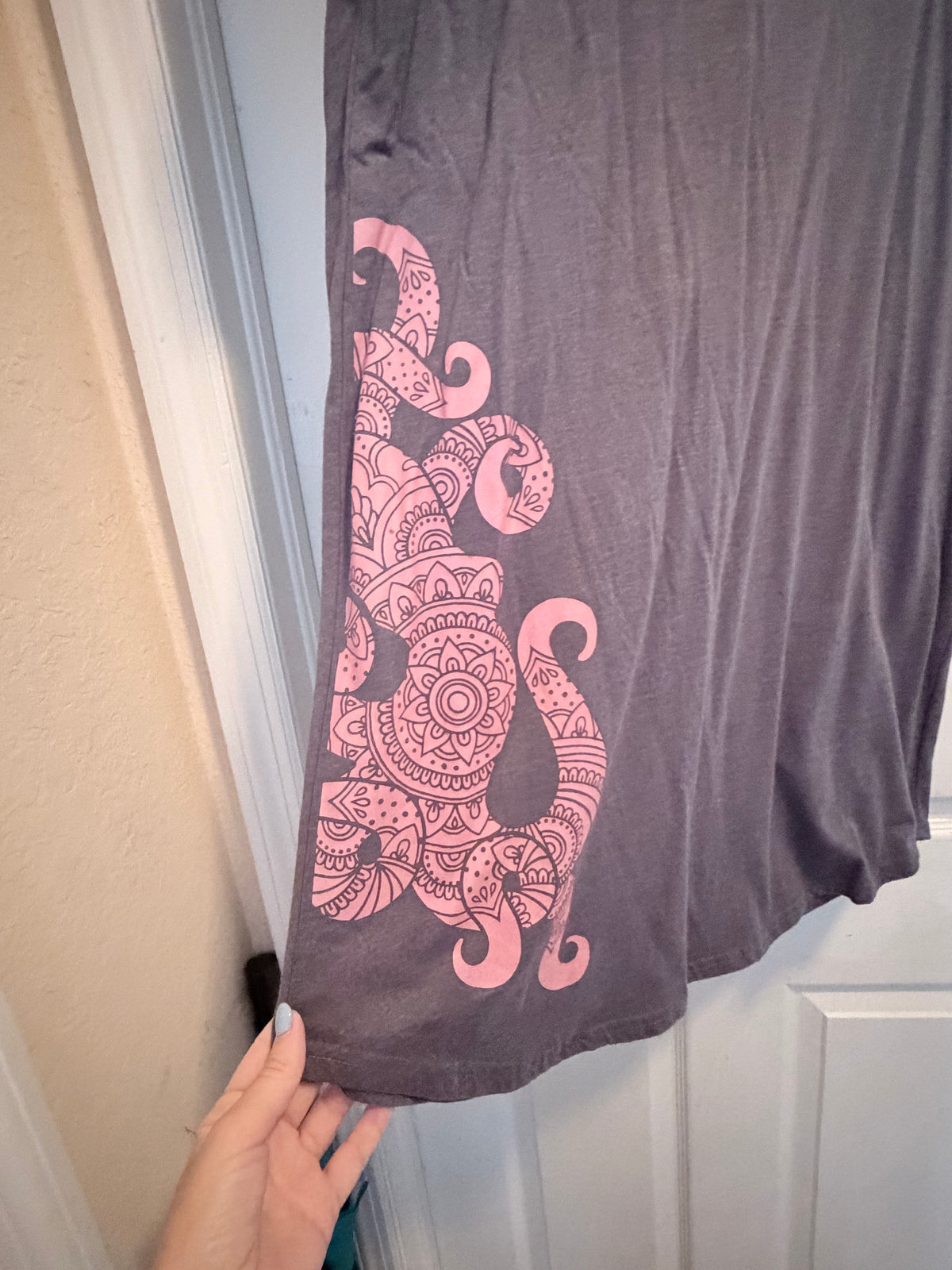 Gray Pink Octopus Print T-Shirt Dress Size L