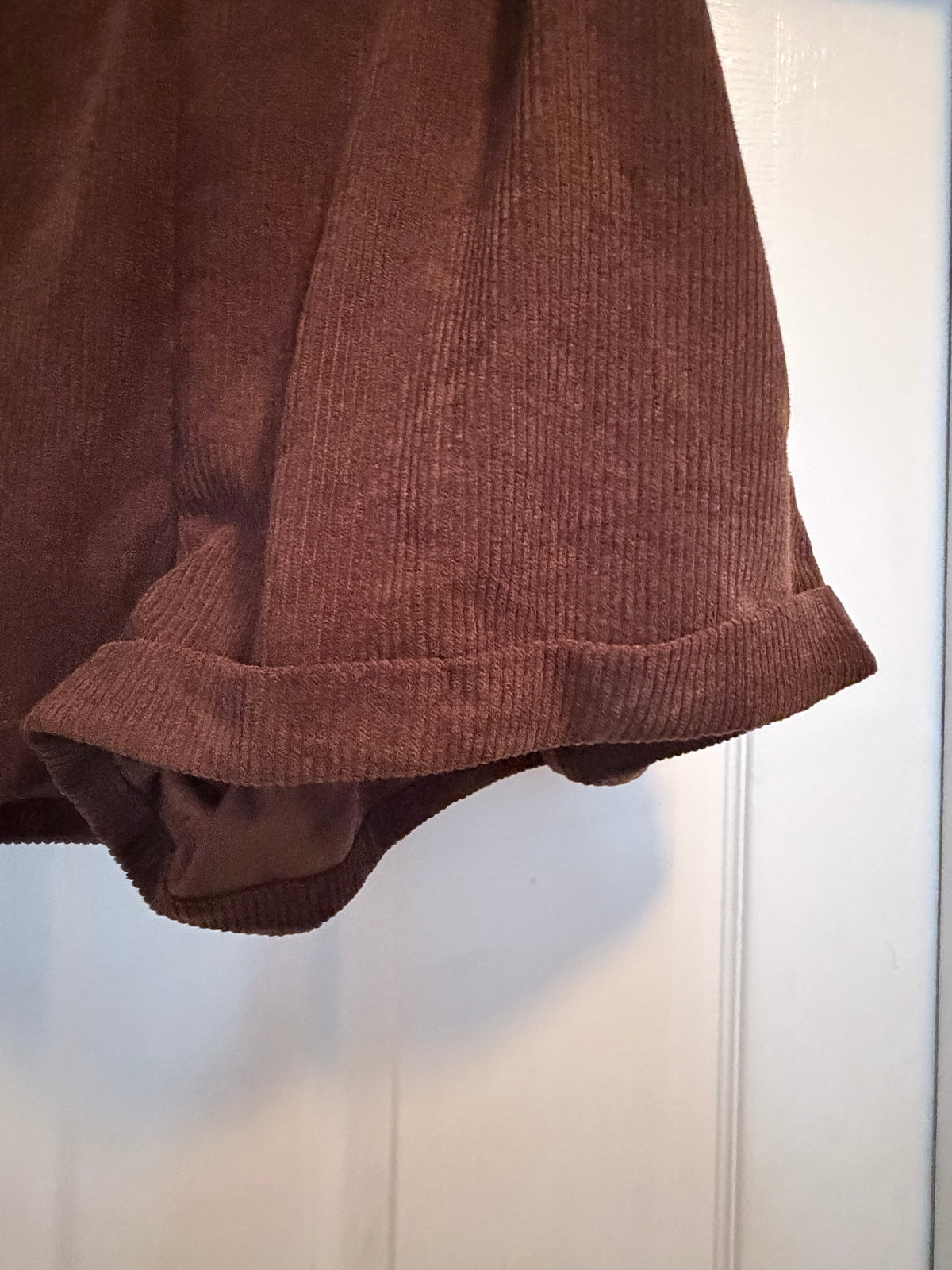 SHEIN Brown Ribbed High Waisted Paperbag Shorts Size L