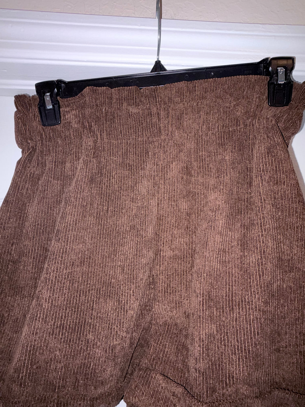 SHEIN Brown Ribbed High Waisted Paperbag Shorts Size L
