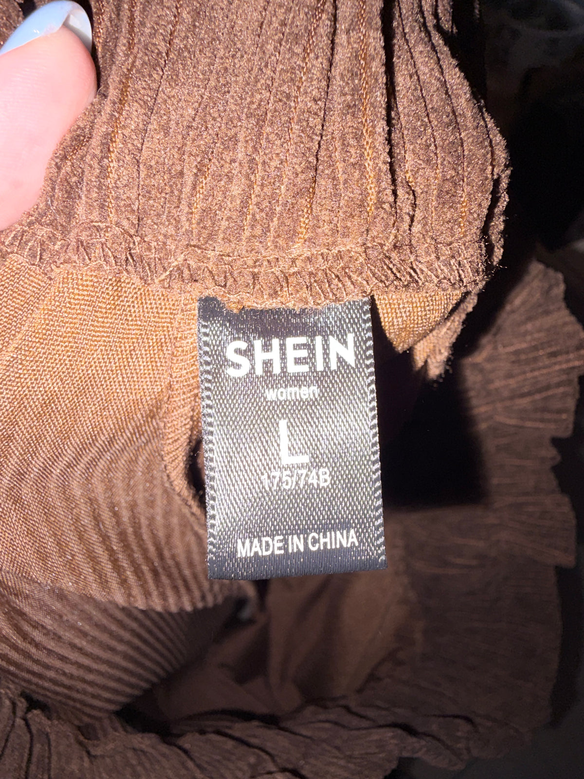 SHEIN Brown Ribbed High Waisted Paperbag Shorts Size L