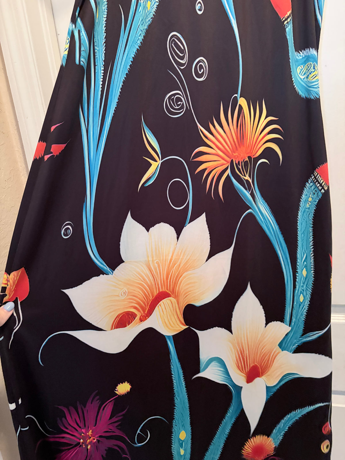 Black Floral Sleeveless Maxi Dress XL