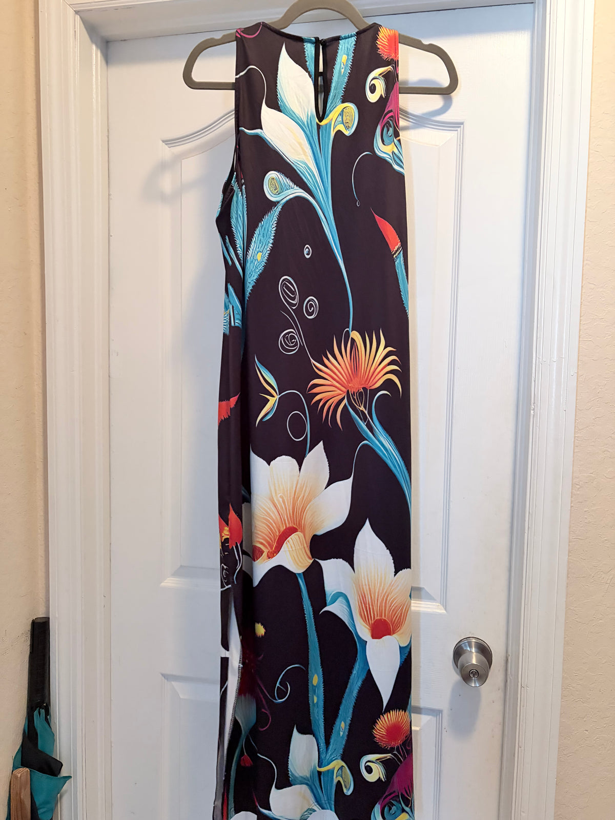 Black Floral Sleeveless Maxi Dress XL