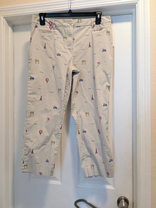 Talbots Paris Print Cropped Pants Size 14
