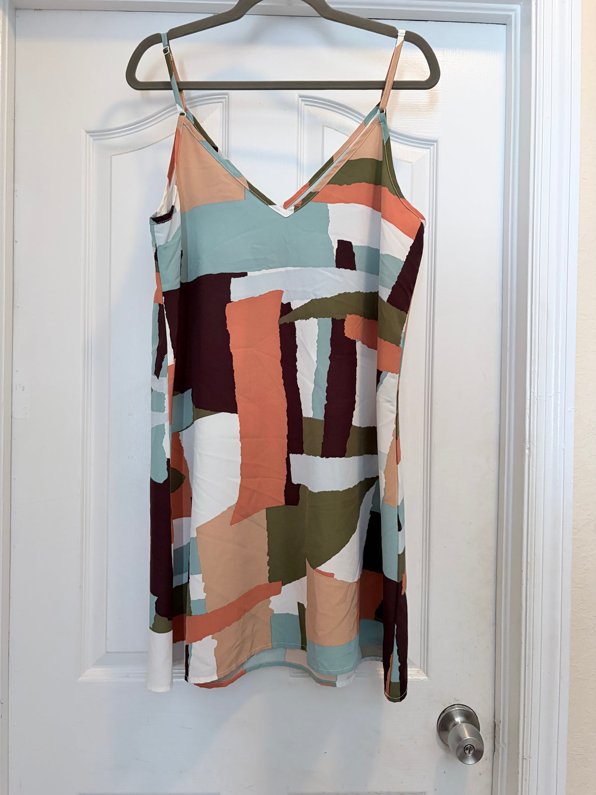 Abstract Colorblock Cami Midi Dress size Large