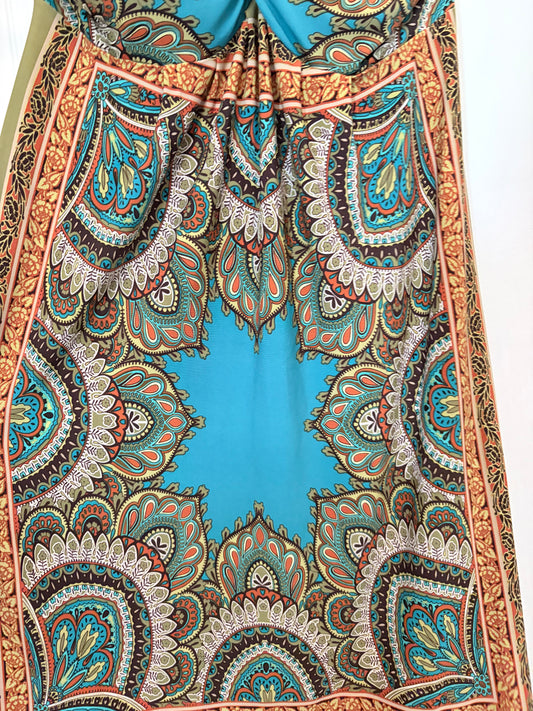 En Focus Studio Turquoise Paisley Halter Midi Dress Size 12
