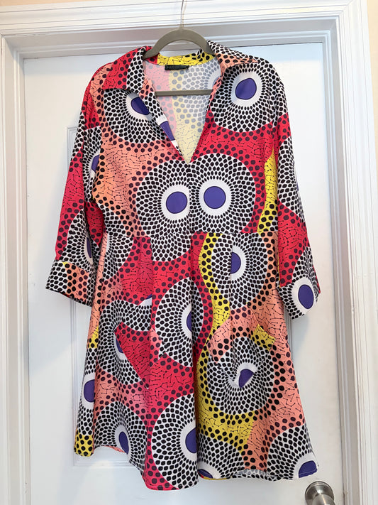 SHEIN Curve Colorful Geometric Print Dress 0XL