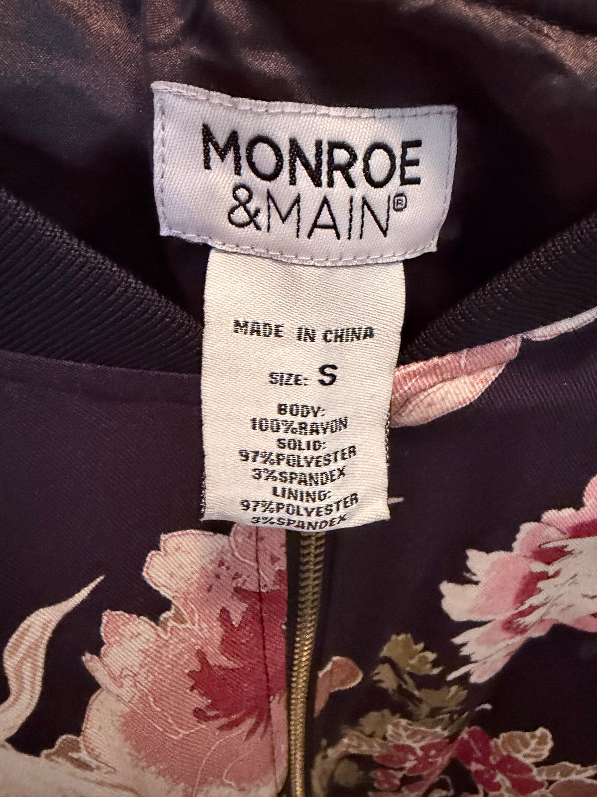Monroe & Main Women’s Floral Crane Print Bomber Jacket Size S