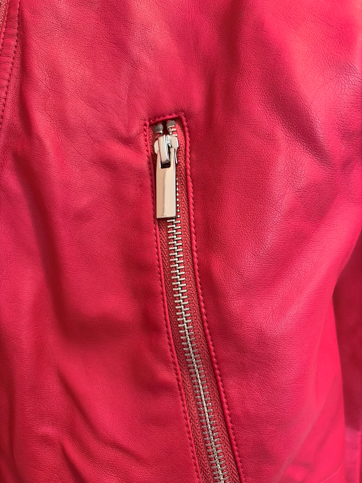 New York & Company Women’s Red Faux Leather Moto Jacket Size XL