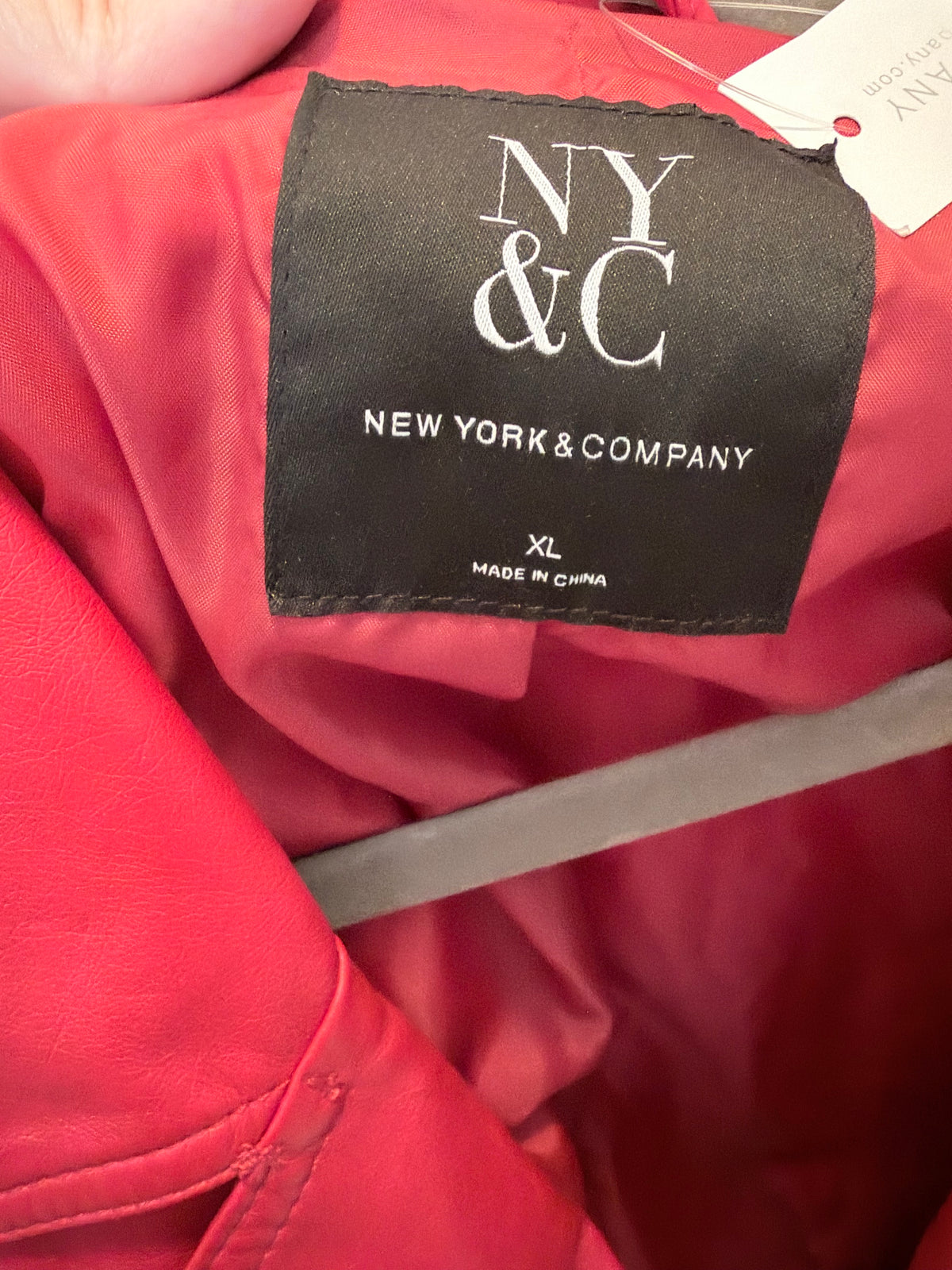 New York & Company Women’s Red Faux Leather Moto Jacket Size XL