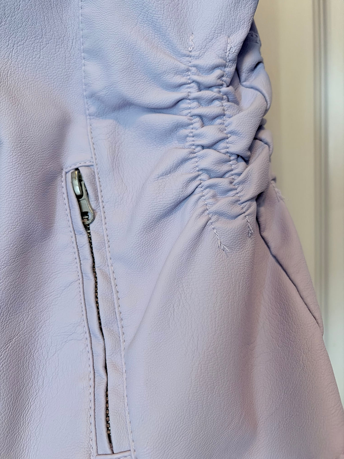 Baccini Women’s Lavender Faux Leather Moto Jacket Size PM Petite Medium