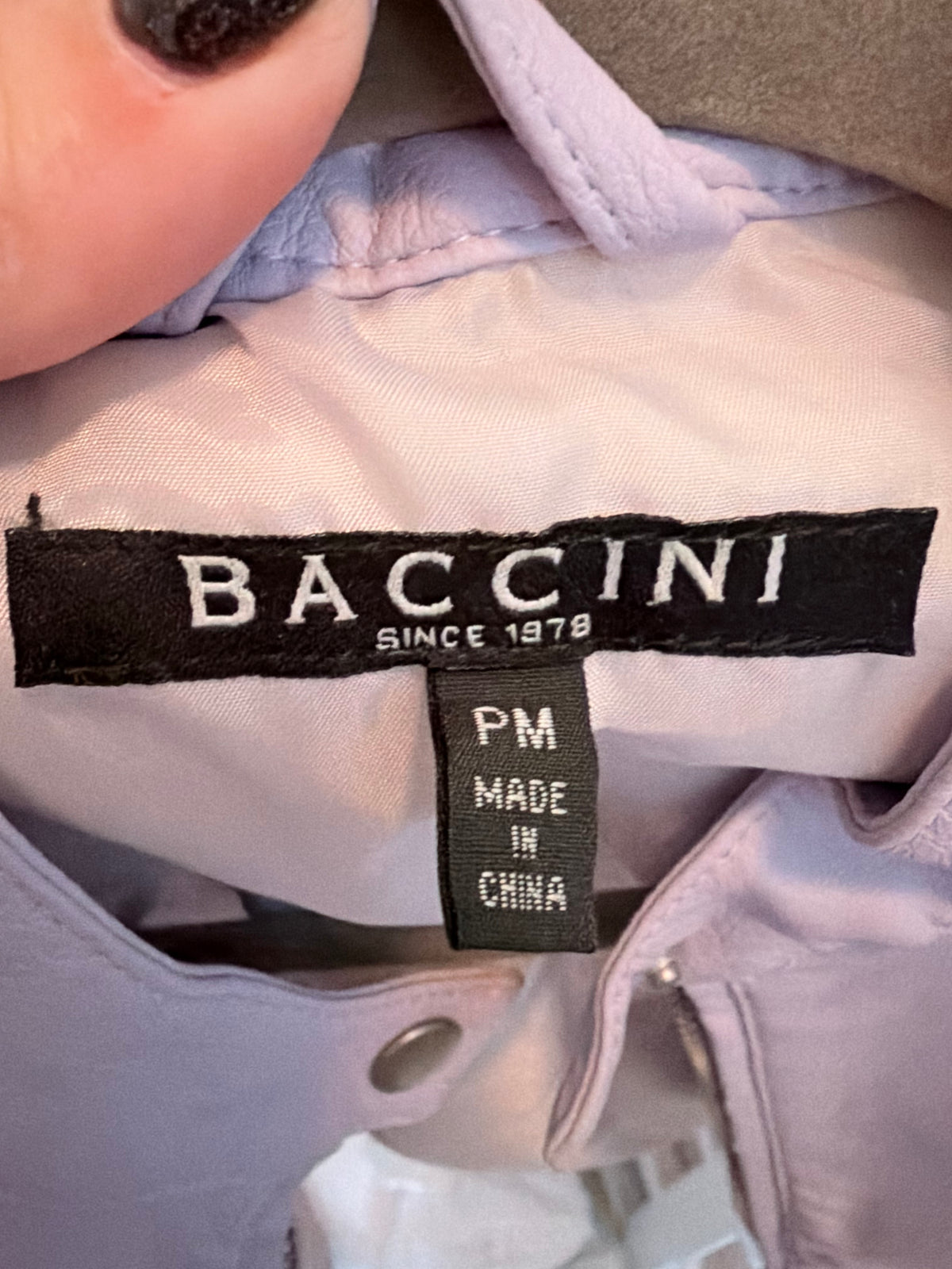 Baccini Women’s Lavender Faux Leather Moto Jacket Size PM Petite Medium