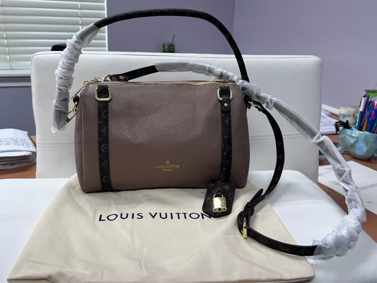 Taupe Barrel Bag with Monogram Straps