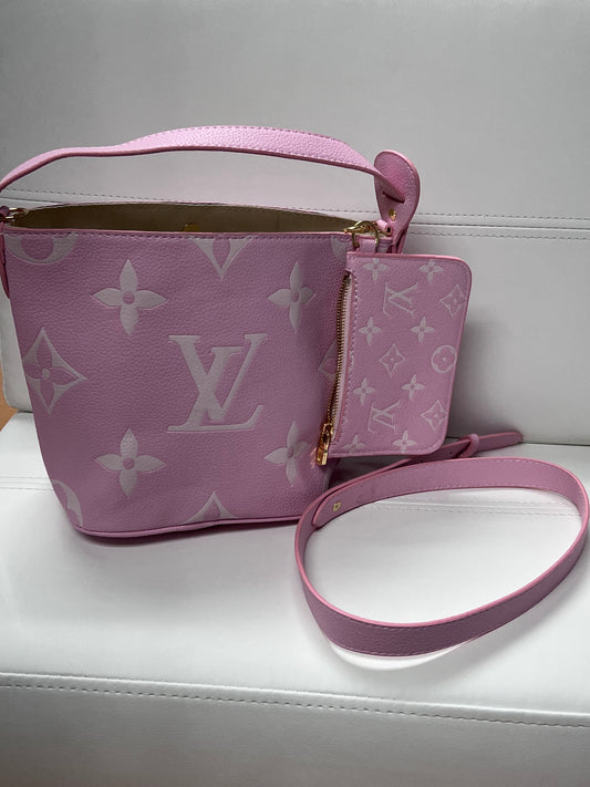 Pink Bucket Bag w/ Small Clutch