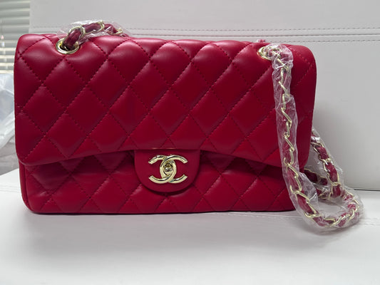 Red Classic Flap Handbag