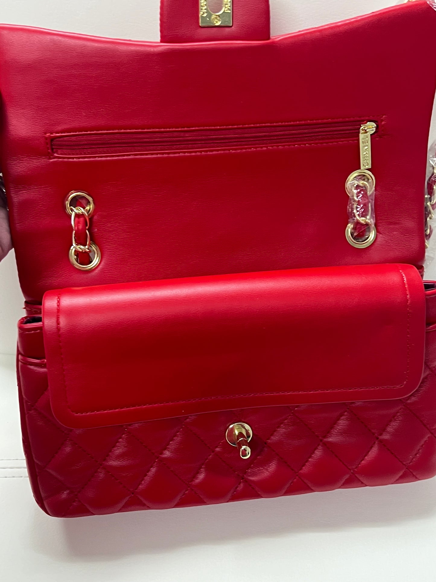 Red Classic Flap Handbag