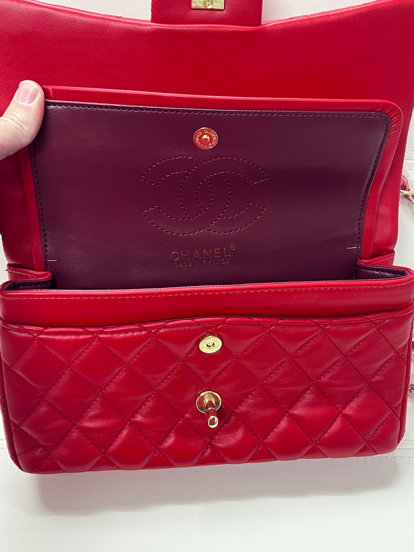 Red Classic Flap Handbag