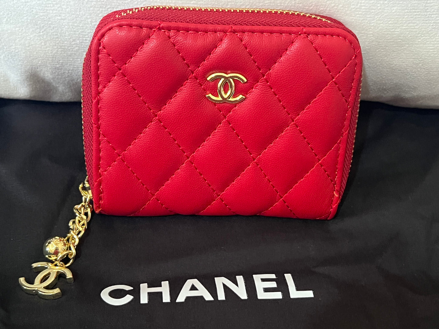 Quilted Wallet with Gold Logo