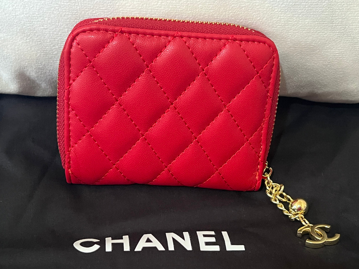 Quilted Wallet with Gold Logo