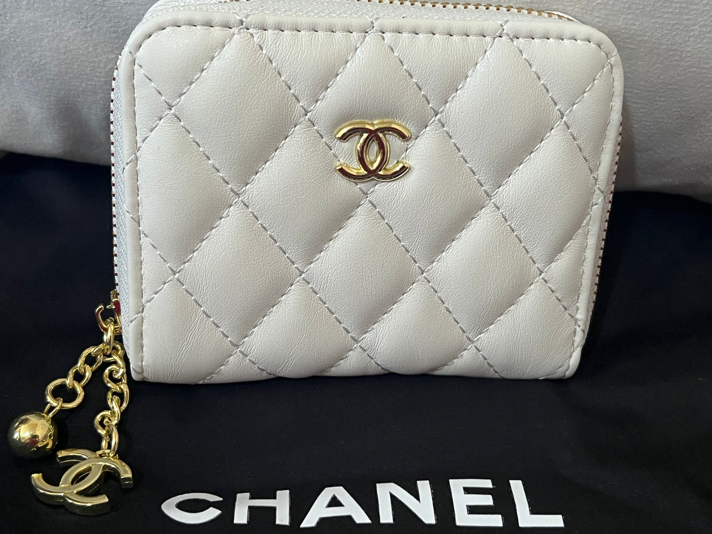 Quilted Wallet with Gold Logo