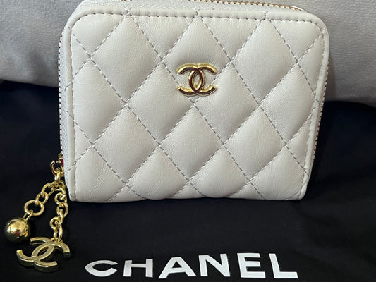 Quilted Wallet with Gold Logo