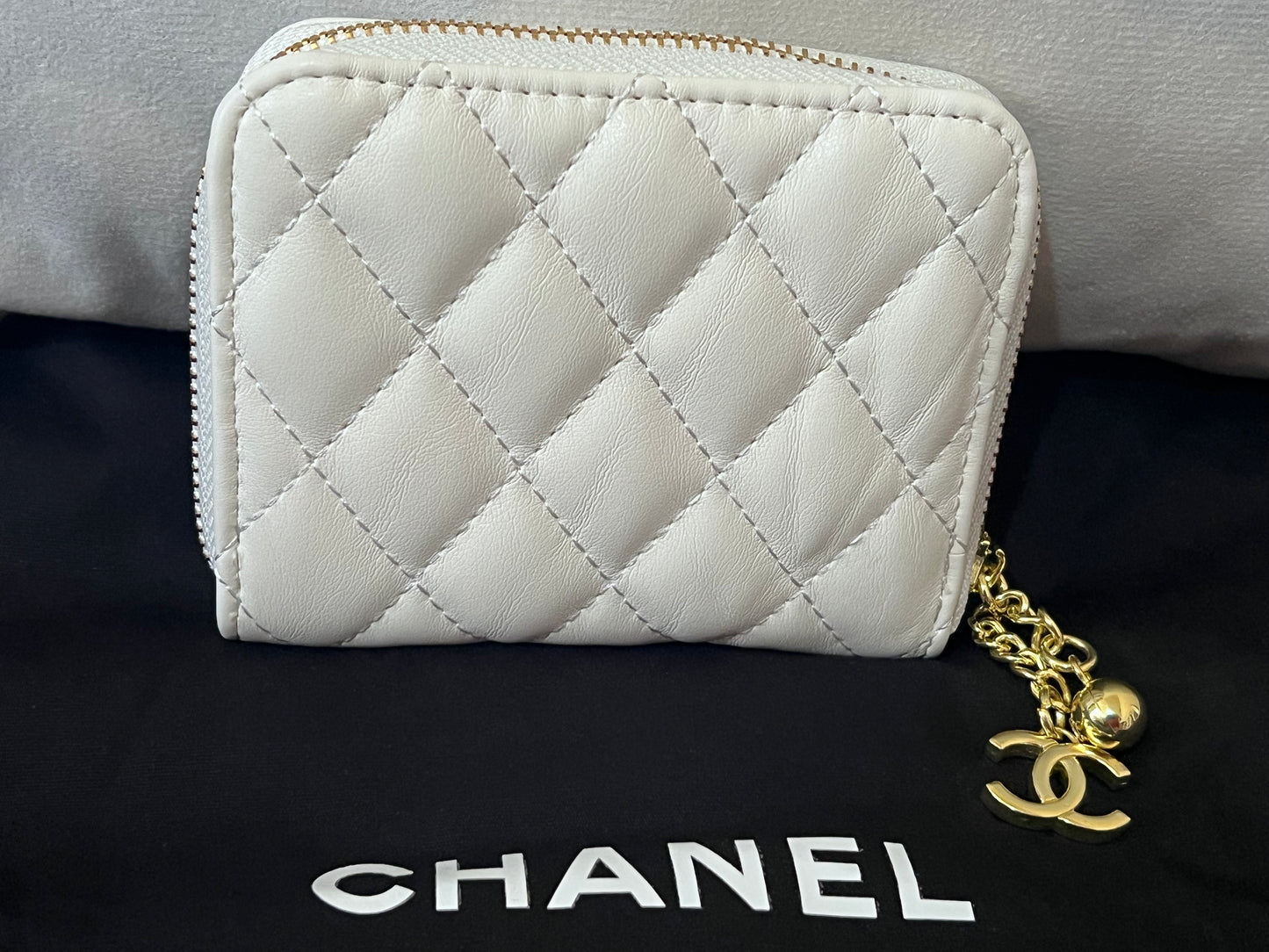 Quilted Wallet with Gold Logo