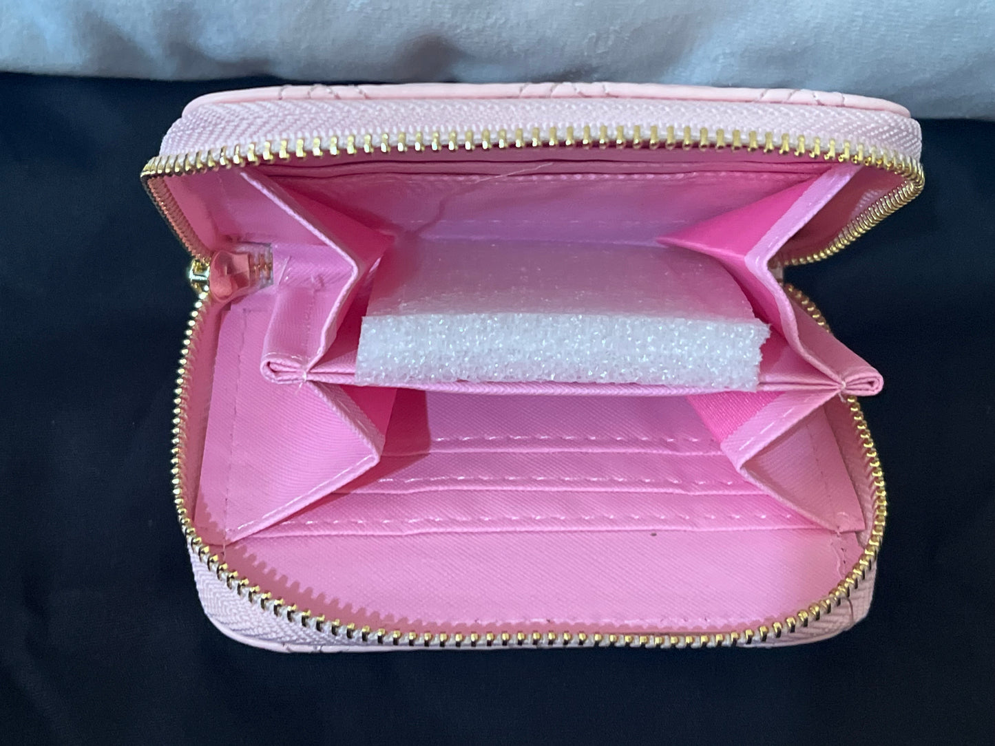 Quilted Wallet with Gold Logo & Gold Studs