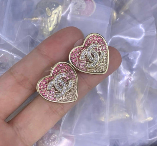 Pink Heart Stud Earrings