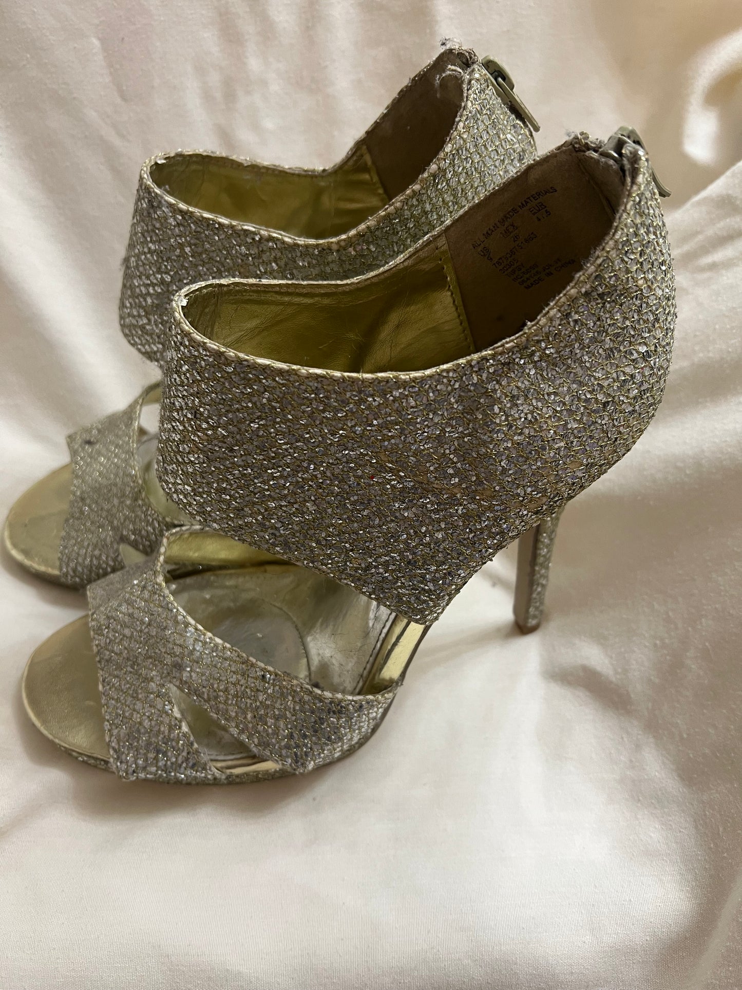 Sofia Vergara Gold Glitter Boot Heels