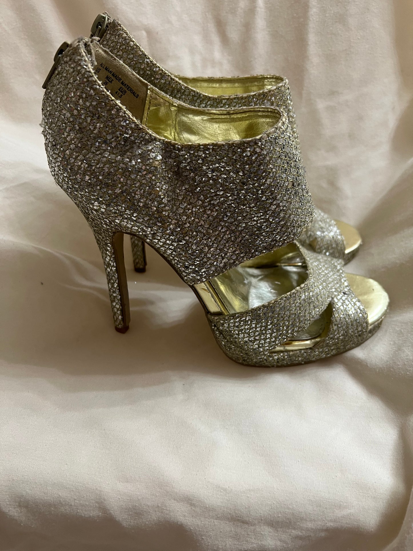 Sofia Vergara Gold Glitter Boot Heels