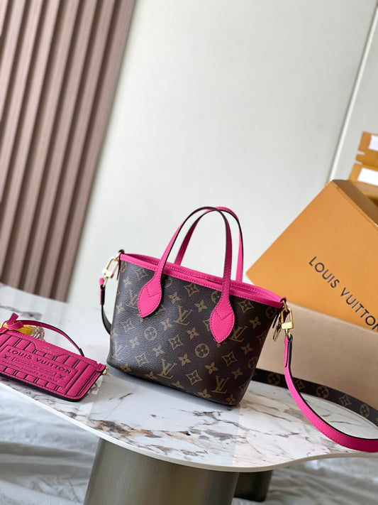 Mini Reversible Tote Bag with Pouch – Monogram Canvas & Pink Leather Trim