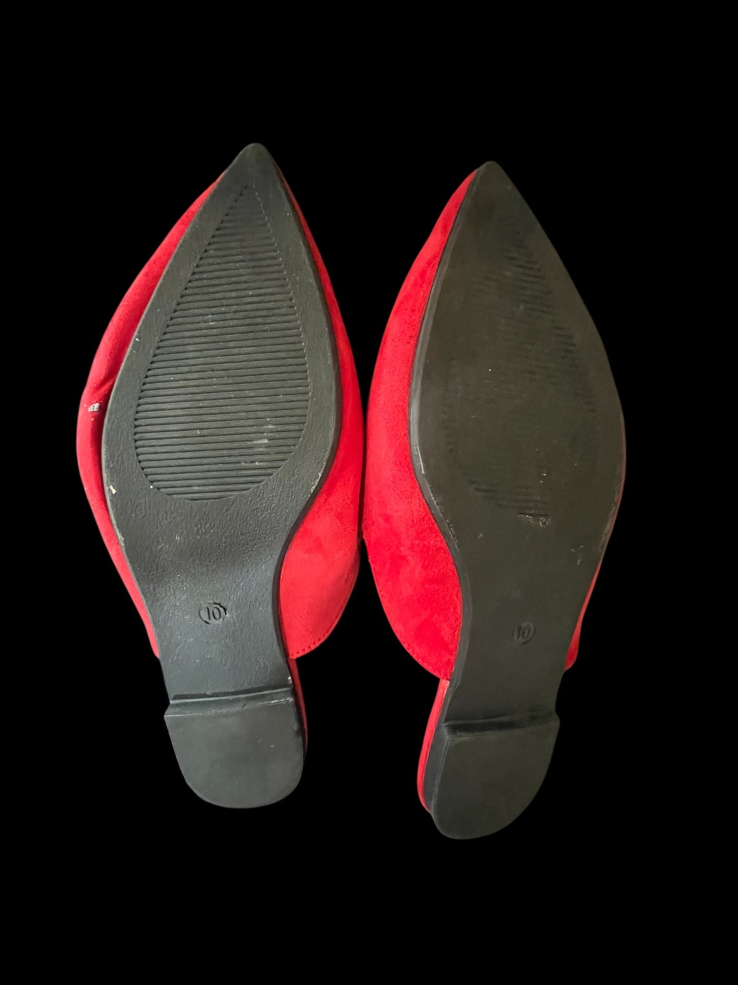 Red Slip-On Mules-Size 10