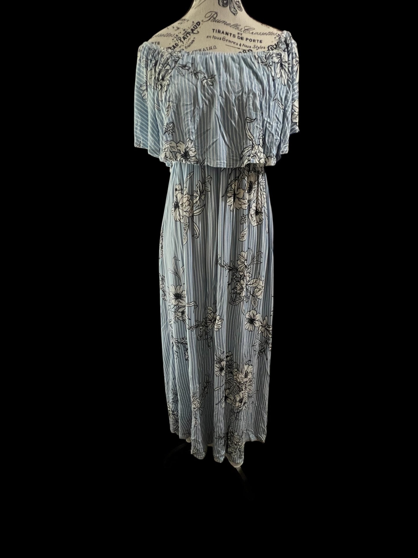 Women's Light Blue Dress with White Flowers