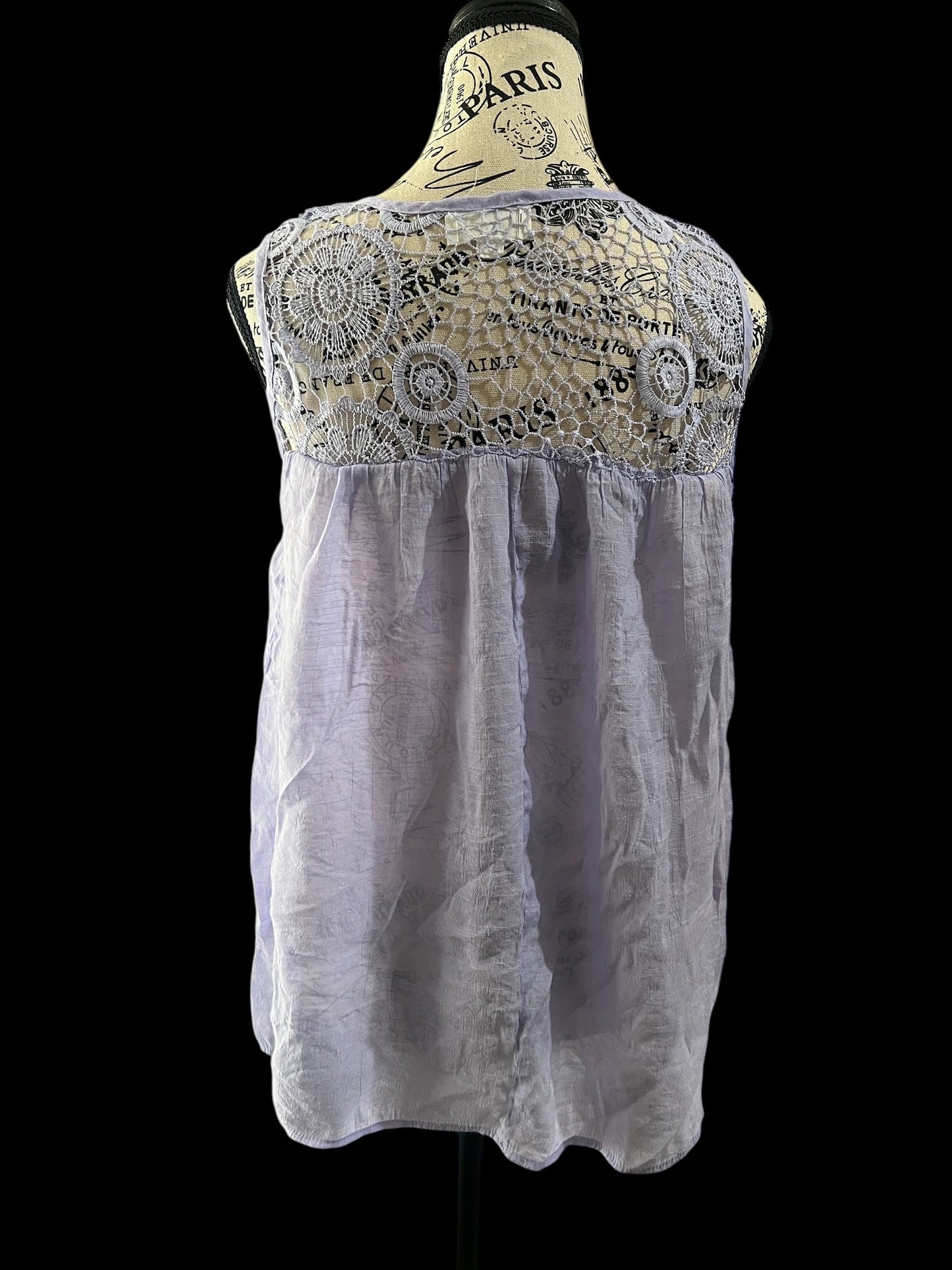 Lavender Crotchet Tank Top-Size Medium